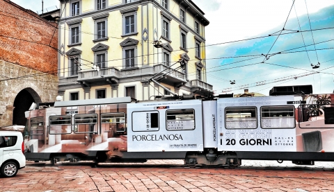 Porcelanosa , igp, milano, tram , advertising, pubblicità'